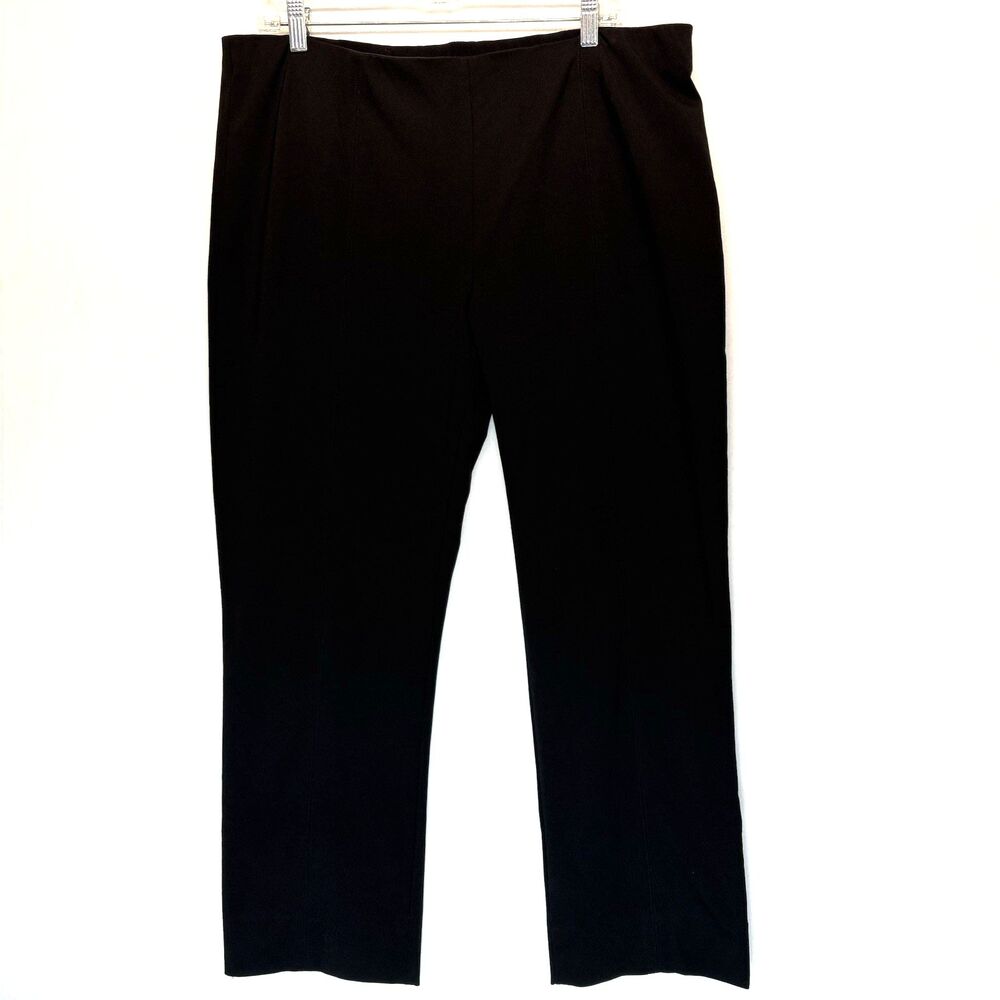 MISOOK Pants Size Large Black Straight Leg Slit Hem Full Length Pull On